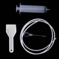 Refrigerator drain hole unblocker tool set with syringe hose and cleaning scraper for home. - Complete 4-Piece Set