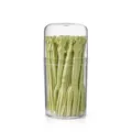 Plastic fruit forks set with clear storage container, cute design for cake dessert snacks. - Barrel Green