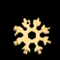 Goldener Schneeflocken Mehrzweckschluessel, 18-in-1 tragbares Taschenwerkzeug fuer Alltag. - Gold