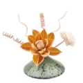 Flameless aroma diffuser with green base and dried flower variant for home desktop decor. - White Tea (Green) / Aroma Bottle + Bouquet + 60ml Essential Oil