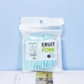 Disposable plastic fruit forks set, 50 pieces per pack, ideal for cakes, desserts and snacks. - Blue Bag
