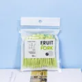50pcs plastic fruit forks set, disposable decorative forks for cake, dessert and party use. - Bagged Green