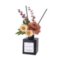Quadratischer Glasflaschen-Diffusor mit künstlichem Blumenstrauß, Innenraum-Aroma-Dekor. - Oud Rose