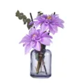 Glas-Diffusor-Set mit violetten Kunstblumen und Eukalyptusblättern für die Raumdeko. - Violetter Blumenstrauß (Encounter) / Diffusorflasche + Blumenstrauß + 60 ml ätherisches Öl