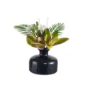 Black vase reed diffuser with artificial flowers and green leaves for home hotel decor. - Green Flower - Spring Lily