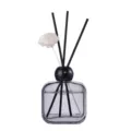 Glass reed diffuser 150ml home fragrance air freshener with black sticks and flower decor - Raspberry Berry