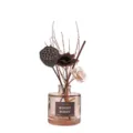 Difusor de varillas de vidrio marrón con flores secas para decoración del hogar. - Sándalo de Ébano