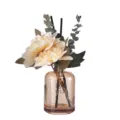 Dekoratives Duftstäbchen-Set mit künstlichem Blumenstrauß und Glasflasche für Zuhause. - Beiges Bouquet - Bernstein / Diffusorflasche + Blumenstrauß + 60 ml ätherisches Öl