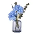 Duftstäbchen Set mit blauen Kunstblumen und grauer Glasflasche für Raumduft Dekoration. - Blauer Blumenstrauß (Blue Hawaii) / Diffusorflasche + Blumenstrauß + 60 ml ätherisches Öl