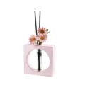 Diffuseur de parfum en verre rose avec fleurs, élégant bâtonnet parfum pour la maison. - Carré - Rose