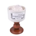 Candela profumata camelia vintage con tazza di ceramica e base di legno variante. - Bianco - Dorato [Gardenia] / Confezione semplice circa 140 g