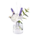 Glasflaschen-Diffusor mit künstlichen Blumen und weißen Stäben für die Heimdekoration. - 120ML / Englische Birne & Freesie