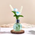 Glasflasche Aromatherapie Diffusor mit künstlichen Rosen und Gräsern für Heimdekoration - Glockenblume (Hellblau) / 50ml