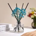 Set de difusor de aroma con flores secas azules y botella de vidrio para decoración del hogar - Campanilla azul y jazmín blanco