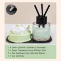 Set de aromaterapia verde para coche con difusor de jazmín, frasco de perfume y alfombrilla. - Set verde (aroma: gardenia)
