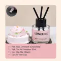 Set de aromaterapia para coche con adorno de jazmín rosa, difusor de 50ml y clip. - Set rosa (fragancia: oolong de melocotón blanco)