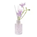 Elegante set de difusor de varillas con flores de seda moradas y frasco de vidrio adiamantado - 50ml / Ámbar Lavanda / Violeta Claro