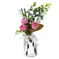Glas-Raumdiffusor-Flasche mit künstlichen rosa Rosen und Eukalyptusblättern für Wohnkultur. - Rosa Rose