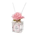 Pink rose reed diffuser glass bottle, home fragrance aroma decor ornament with sticks. - Rose / PVC Transparent Gift Box