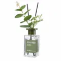 Difusor de aroma para hogar con botella de vidrio eucalipto y decoración floral relajante. - Eucalipto Menta