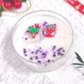 Vela artesanal navideña de cera de soja blanca con decoración de bastón y calcetín - Aroma Lavanda-Calcetín Bastón / Paquete de 30g