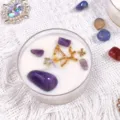 Handmade Scented Crystal Candle with Amethyst and Zodiac Design in Clear Jar, Purple - Purple Stone [Lavender] / Approx. 30g
