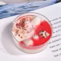 Handcrafted ocean scented candle in clear cup with seashell starfish pearl decor for gift - Shell Sequins - Red [Rose] / Approx. 30g