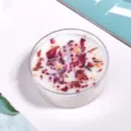 Handmade scented tea wax candle with dried rose petals and colorful glitter in a clear cup. - Red Sequins [Rose] / Approx. 30g