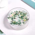 Round scented tea light candle with green glitter flakes, perfect handmade wax for gifts - Green Sequins [Lime Verbena] / Approx. 30g