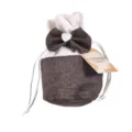 Sacchetto in lino con coulisse e fiocco, ciondolo a cuore per armadio e deodorante auto. - Nero - Colonia
