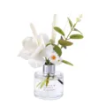 Raumduft Set mit Kunstblumen und Glasflasche fuer Duftstaebchen und elegante Dekoration. - 120ML / Kirschblüte & Pfingstrose