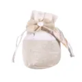Cotton linen sachet bag with bow heart decor, natural rustic style storage pouch for wardrobe. - Beige - Osmanthus