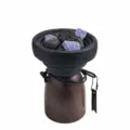 Volcanic stone aroma diffuser set with crystal stones and wooden base for home decor - Style 1 / English Pear and Freesia (10ml Essential Oil)