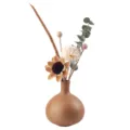 Keramik Aromavase Set mit Trockenblumen und Holzdiffusorstaebchen fuer Heimdekoration Wohnzimmer - Gardenie Weißer Tee