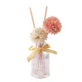 Glas flammenloser Duftdiffusor Flasche mit künstlichen Blumen und gelber Schleife für Dekoration. - Weißer Pfirsich Oolong (Rosa Blume)