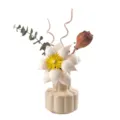 Conjunto de difusor de varillas rústico con jarrón de cerámica y flores secas para hogar. - Gardenia blanco puro / Blanco Roto