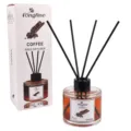 Coffee reed diffuser set with 130ml aromatic oil and black sticks for home decor. - Coffee