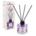 Lavender reed diffuser set with 130ml purple scented oil glass bottle and elegant black reeds. - Lilac