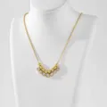 Elegant 18K gold-plated stainless steel necklace featuring tiered clear crystal accents. - Round Bead Rhinestone Necklace