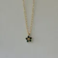 Elegante Halskette aus 18 Karat vergoldetem Edelstahl mit grünem Blumenanhänger - 8mm Dunkelgrüne Blume Anhänger Halskette