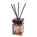 200ml square bottle flameless reed diffuser set with wooden cap and black sticks for home decor. - Mountain Streams and Woods