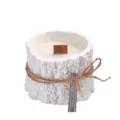 Candela profumata artigianale a forma di ceppo d'albero con lucignolo in legno e cera bianca per arredo casa. - Lime Basilico e Mandarino / Bianco