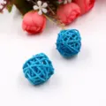 Boule en Rotin Bleue 3cm Accessoire d'Aromathérapie Artificielle Tressée Décorative - 3 cm de diamètre, bleu