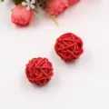 Handmade red woven rattan balls, 3cm decorative aroma diffuser spheres for home decor. - 3cm Diameter, Bright Red