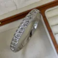 Elegant silver hollow-out stainless steel bangle with sparkling clear rhinestones - Chain Row Stones Style / Silver