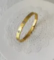 Elegante gouden titanium stalen armband met fonkelende kristallen steentjes voor haar - Zirconia Bloemenstijl / 6mm / Goud