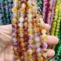 Colorful gemstone round loose beads detail view for DIY handmade jewelry crafting - Color 010