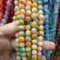 Colorful chalcedony loose beads two-tone jade round beads DIY bracelet jewelry accessories - 09