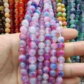 Colorful chalcedony loose beads dual-color gemstone round beads for DIY bracelet jewelry making - 08