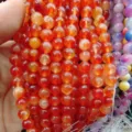 Red chalcedony loose beads smooth round gemstone beads for DIY bracelet jewelry making - Symmetrical Black (07)
